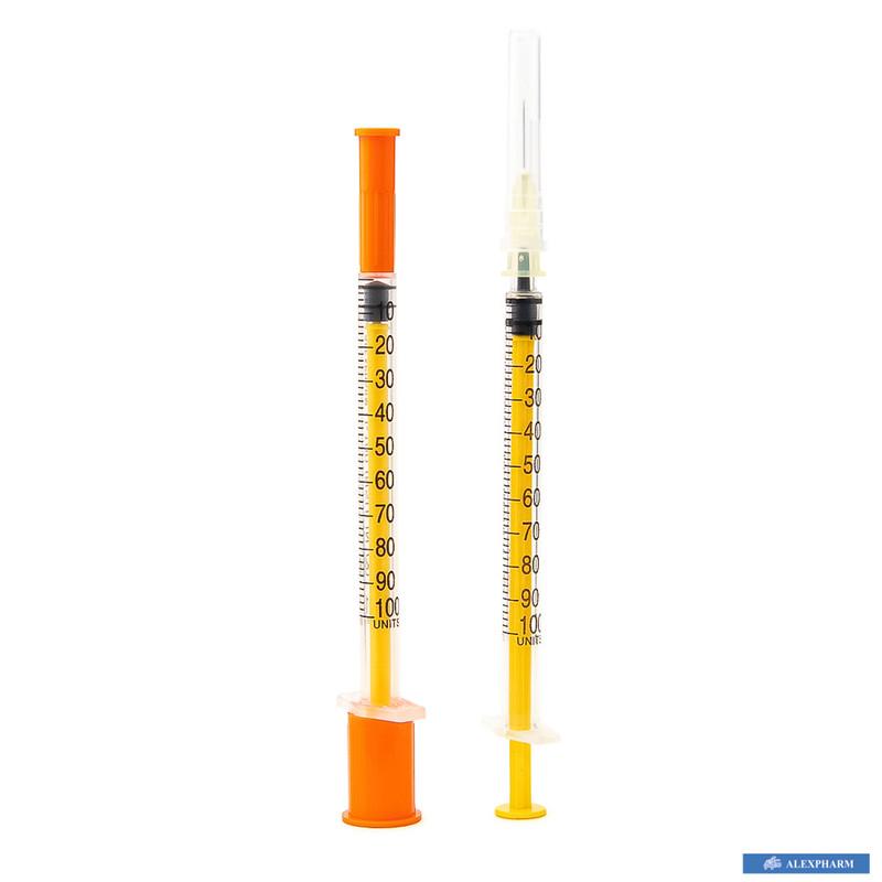 Шприц інсулін. 3-х ком.зі з'ємною гол. 1 мл U-100 Luer Slip 27 G (0.4*13 мм) "ALEXPHARM"